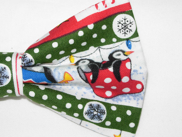 Christmas Bow tie / Baby Penguins in Christmas Stockings / Holiday Bow ties / Pre-tied Bow Tie