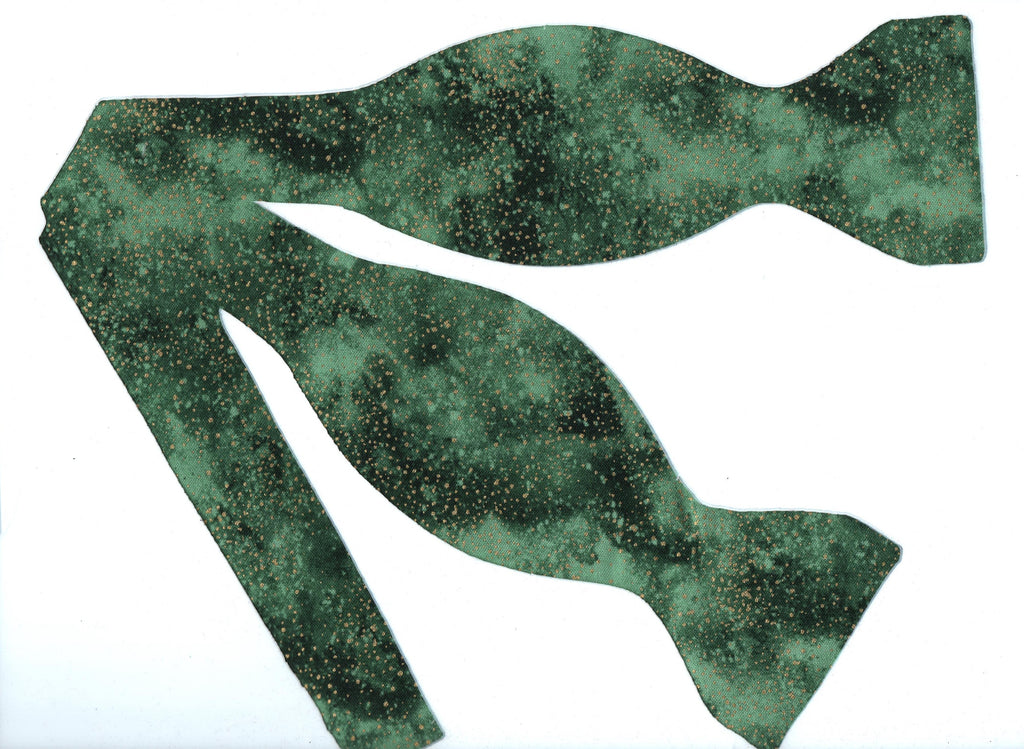 Gold Dust Bow tie / Metallic Gold Dust on Emerald Green / Green & Gold Bow tie / Self-tie & Pre-tied Bow tie