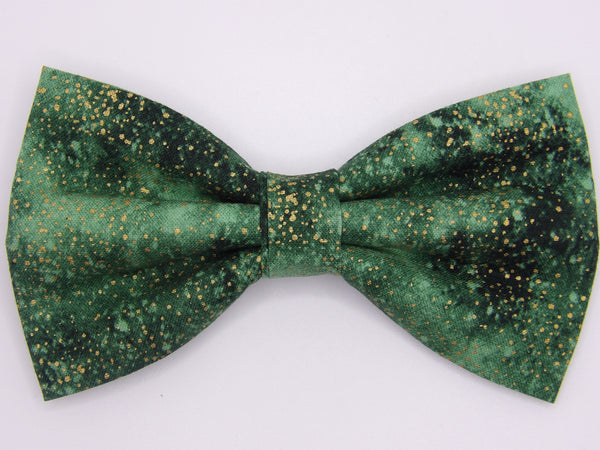 Gold Dust Bow tie / Metallic Gold Dust on Emerald Green / Green & Gold Bow tie / Self-tie & Pre-tied Bow tie
