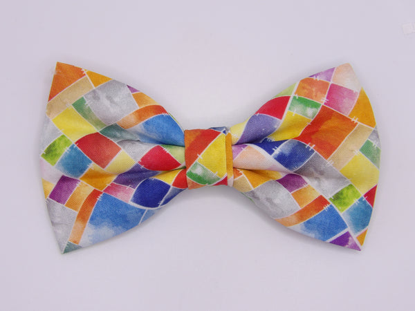 Trendy Tiles Bow tie / Colorful Mosaic of Tiles / Pre-tied Bow tie