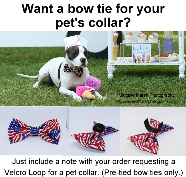 American Bow Tie / Red, White & Blue Wavy American Flags / Patriotic Bow tie / Pre-tied Bow tie