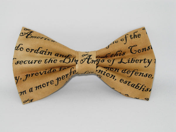American Bow tie / Preamble to the USA Constitution on Tan / Self-tie & Pre-tied Bow tie - Bow Tie Expressions