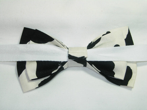 Cow Print Bow Tie / Black Cow Spots on White / Cow Appreciation Day / Pre-tied Bow tie - Bow Tie Expressions