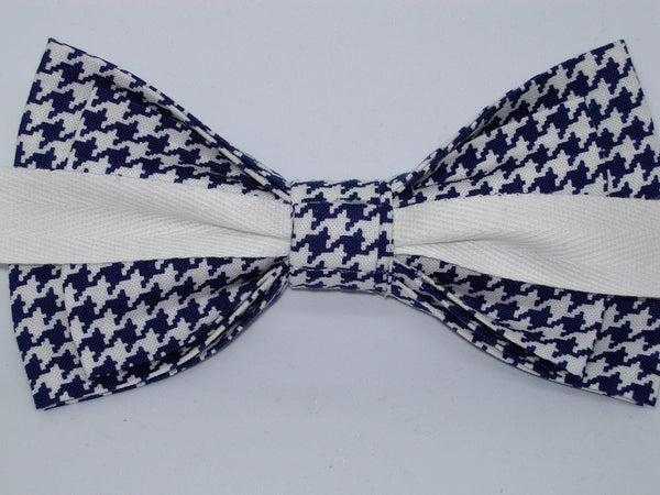 Houndstooth Bow tie / Navy Blue & White Houndstooth / Self-tie & Pre-tied Bow tie - Bow Tie Expressions