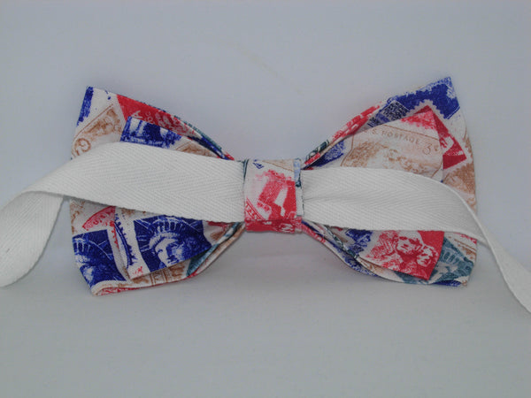 Stamp Collector Bow Tie / Vintage USA Postage Stamps / Self-tie & Pre-tied Bow tie