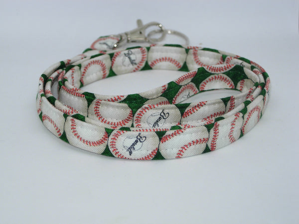 Baseball Lanyard / Baseballs on Green / Sports Key Chain / Coach Key Fob / Cell Phone Wristlet