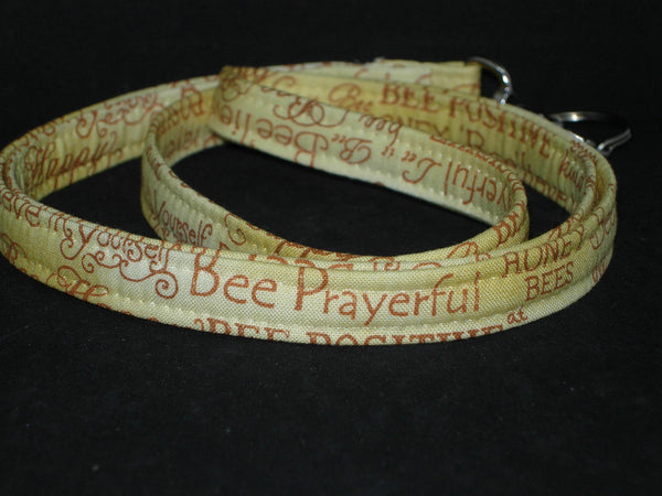 Bee Kind Lanyard / Bee Words on Honey Gold / Bee Positive / Key Chain, Key Fob, Cell Phone Wristlet - Bow Tie Expressions