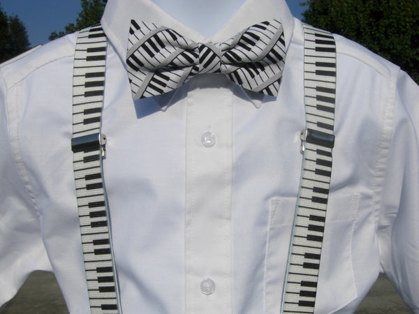 Piano Keys Bow Tie & Suspender Set - Boys Suspenders - Ages 6mo. - 6yrs. - Bow Tie Expressions
