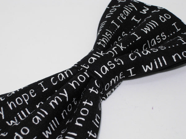 School Bow tie / Classroom Rules about Texting, Talking, Homework / Pre-tied Bow tie