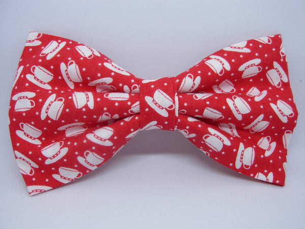 Coffee Cup Bow tie / White Coffee Cups on Red / Barista / Coffee Shop / Self-tie & Pre-tied Bow tie - Bow Tie Expressions