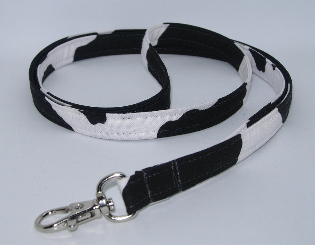 Cow Print Lanyard / Black Cow Spot on White / Cow Appreciation Day / Key Chain, Key Fob, Cell Phone Wristlet - Bow Tie Expressions