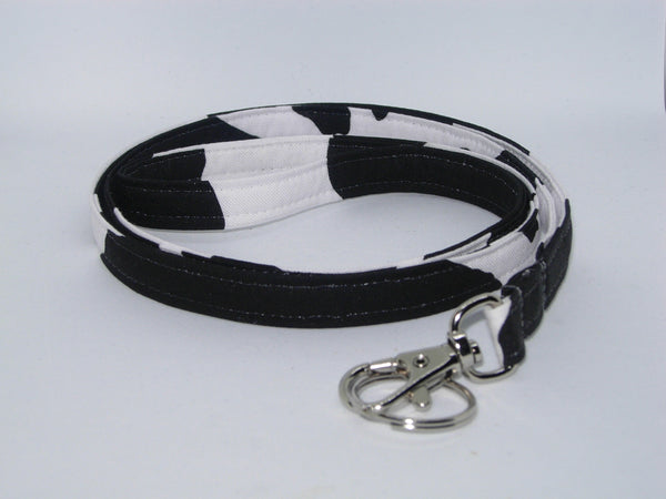 Cow Print Lanyard / Black Cow Spot on White / Cow Appreciation Day / Key Chain, Key Fob, Cell Phone Wristlet - Bow Tie Expressions