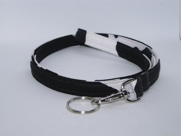 Cow Print Lanyard / Black Cow Spot on White / Cow Appreciation Day / Key Chain, Key Fob, Cell Phone Wristlet - Bow Tie Expressions