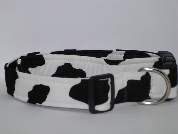 Cow Print Dog Collar / Black Cow Spots on White / Farm Dog Collar / Matching Dog Bow tie