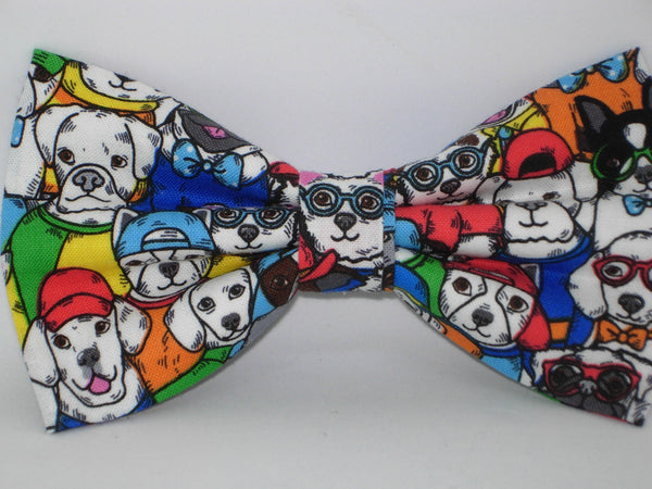Dapper Dogs Bow tie / Cute Cartoon Dogs all Dressed Up / Pre-tied Bow tie