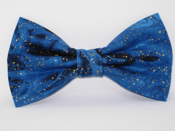 Galaxy Blue & Gold Bow tie / Metallic Gold Dust / Swirling Midnight Blue / Self-tie & Pre-tied Bow tie