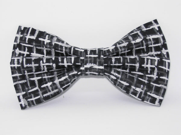 Black & Silver Bow tie / Trendy Haystack Design / Metallic Silver / Self-tie & Pre-tied Bow tie - Bow Tie Expressions