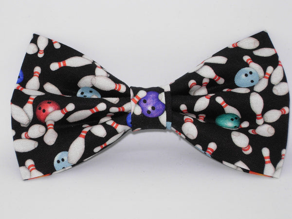 Bowling Bow tie / Mini Pins & Balls on Black / Self-tie & Pre-tied Bow tie - Bow Tie Expressions