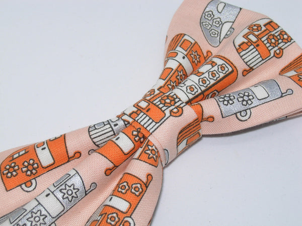 Happy Camper Bow tie / Retro Travel Campers on Orange / Self-tie & Pre-tied Bow tie - Bow Tie Expressions
