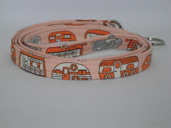 Happy Camper Lanyard / Retro Campers, Orange & Silver / Vacation Key Fob / Cell Phone Wristlet / Retro Key Chain / Cool Key Fob
