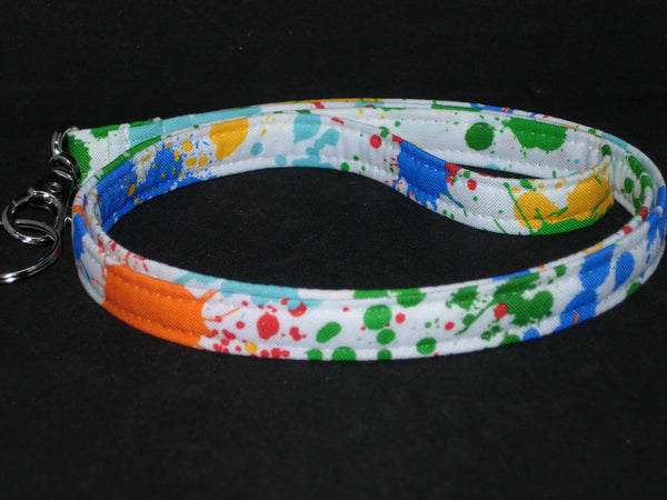 Paint Ball Lanyard / Paint Splatter on White / Artist Gift / Key Chain, Key Fob, Cell Phone Wristlet - Bow Tie Expressions