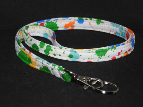Paint Ball Lanyard / Paint Splatter on White / Artist Gift / Key Chain, Key Fob, Cell Phone Wristlet - Bow Tie Expressions