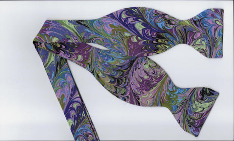 Purple Waves Bow Tie / Abstract Art / Purple, Pink, Blue, Green / Self-tie & Pre-tied Bow tie