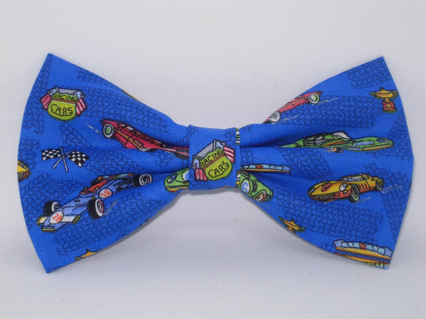 Racing Bow tie / Race Cars on Blue / Drag Racing / NASCAR / Self-tie & Pre-tied Bow tie - Bow Tie Expressions