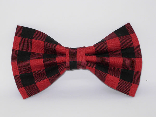 Buffalo Plaid Bow tie / Red & Black Winter Plaid / Pre-tied Bow tie
