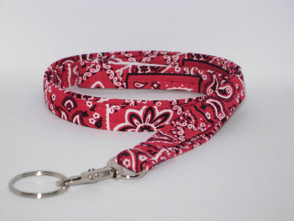 Bandana Lanyard / Red, Purple, Pink, Blue, Green & Black / Country Western Lanyard, Key Chain, Key Fob, Cell Phone Wristlet