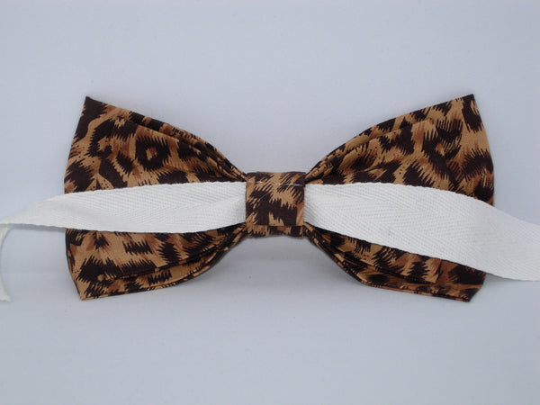 Leopard Print Bow tie / Small Leopard Spots / Brown & Tan / Pre-tied Bow tie