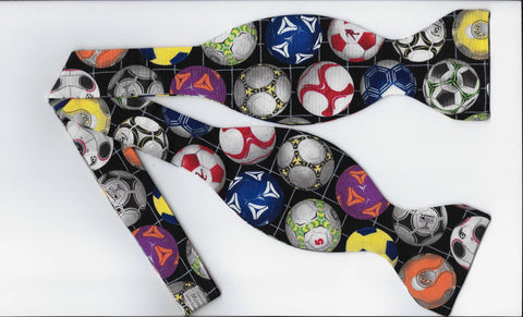 Soccer Bow tie / Colorful Soccer Balls on Black / Gift for Coach / Self-tie & Pre-tied Bow tie - Bow Tie Expressions