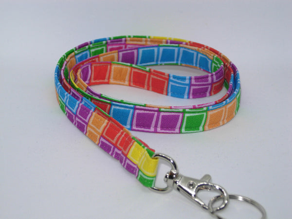 Gamer Lanyard / Tetris Tiles / Video Game Key Chain, Key Fob, Cell Phone Wristlet - Bow Tie Expressions