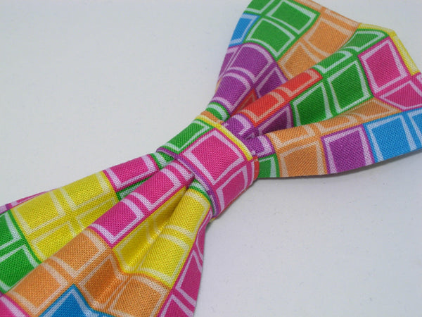 Gamer Bow tie / Colorful Tiles / Retro Arcade Game / Gaming Champ / Pre-tied Bow tie