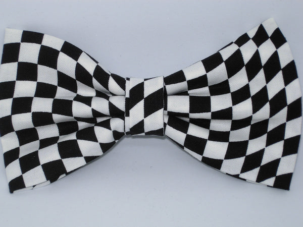 Racing Flag Bow tie / Wavy Black & White Checks / Winner's Flag / Self-tie & Pre-tied Bow tie - Bow Tie Expressions