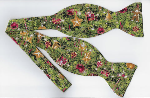 Christmas Bow tie / Christmas Tree Ornaments / Metallic Gold / Self-tie & Pre-tied Bow tie