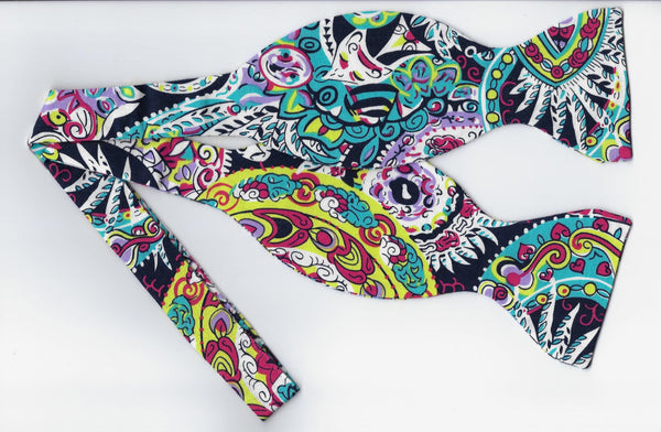 Feather & Flowers Bow Tie / Colorful Abstract Paisley / Self-tie & Pre-tied - Bow Tie Expressions