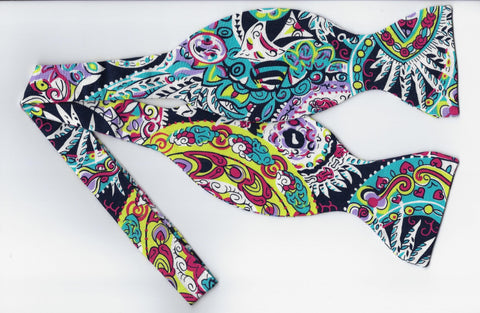 Feather & Flowers Bow Tie / Colorful Abstract Paisley / Self-tie & Pre-tied - Bow Tie Expressions