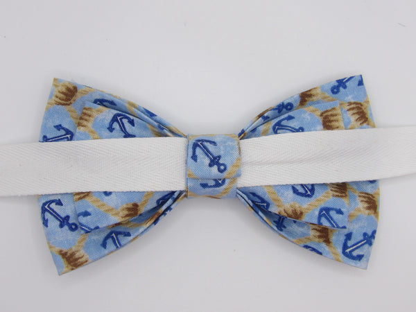 Nautical Bow tie / Blue Anchors & Ropes on Blue / Cruise Bow tie / Self-tie & Pre-tied Bow tie