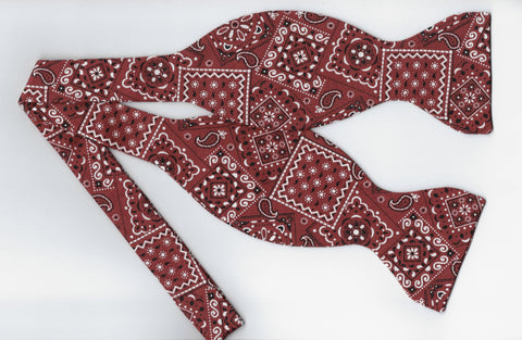 Brown Bandana Bow tie / Country Western Bandana / Self-tie & Pre-tied Bow tie