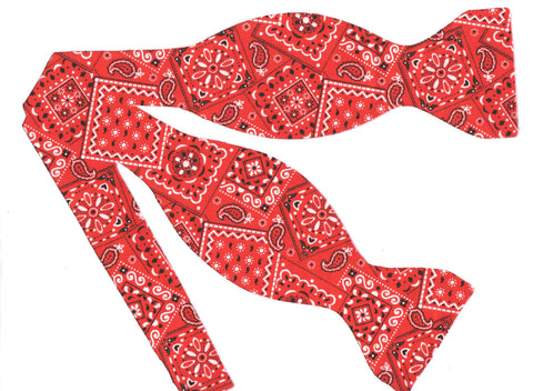 Red Bandana Bow tie / Chili Red / Country Western Bandana / Self-tie & Pre-tied Bow tie