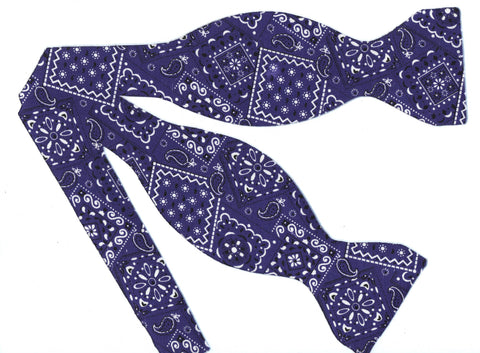 Dark Purple Bandana Bow tie / Country Western Bandana / Self-tie & Pre-tied Bow tie