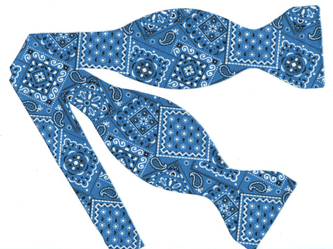 True Blue Bandana Bow tie / Country Western Bandana / Self-tie & Pre-tied Bow tie