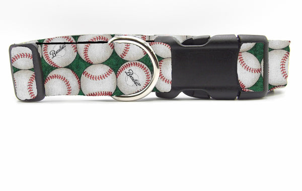 Baseball Dog Collar / Baseballs on Green / Sports Team / Champion Dog Collar / Matching Dog Bow tie