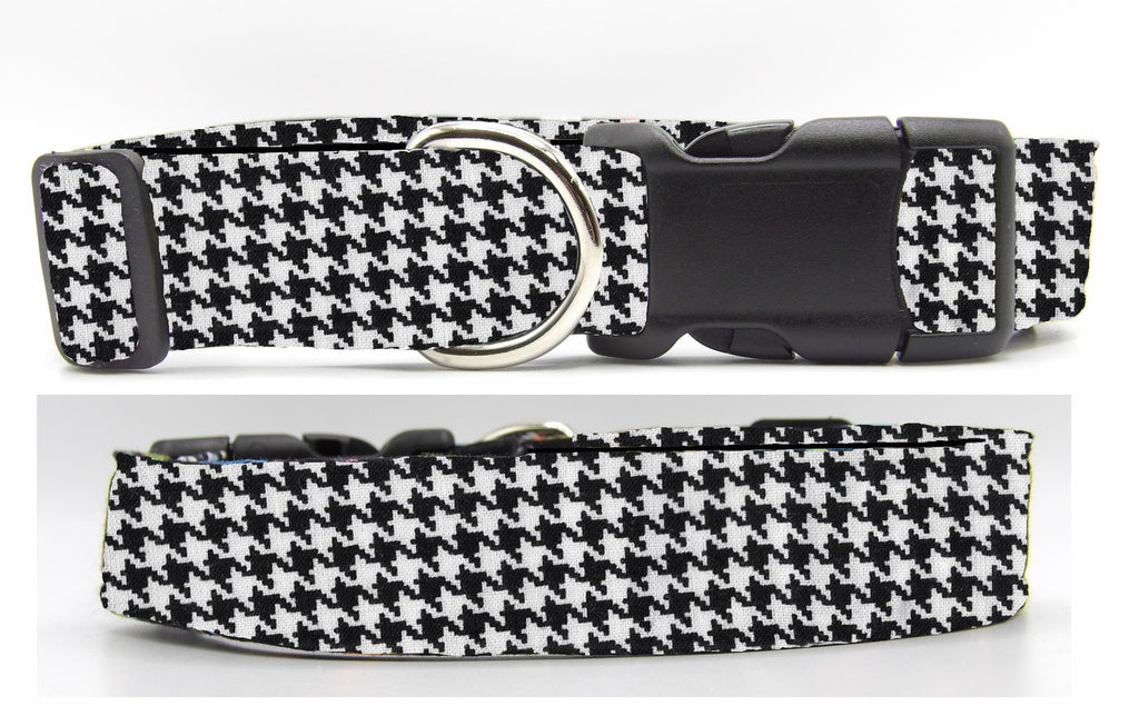Houndstooth Dog Collar / Black & White Houndstooth / Matching Dog Bow tie