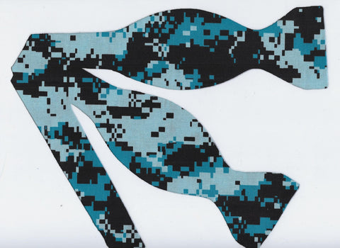 Digital Camo Bow tie / Black, Gray & Navy Blue Camo / Self-tie & Pre-tied Bow tie