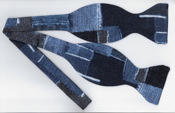 Denim Bow tie / Blue Jean Patches / Shades of Navy Blue / A Little Bit Country / Self-tie & Pre-tied Bow tie