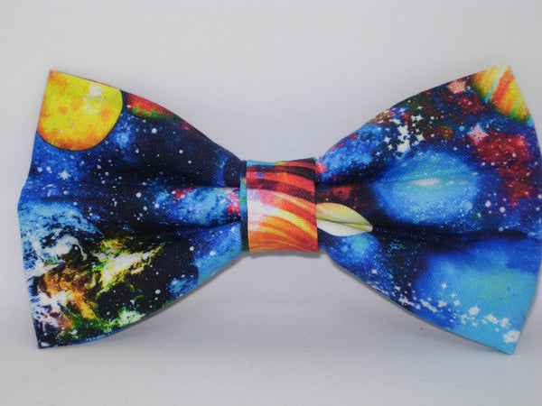 Outer Space Bow Tie & Cummerbund Set / Colorful Planets & Stars in Space / Self-tie or Pre-tied Bow tie