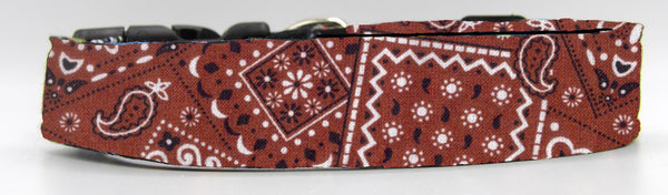 Western Bandana Dog Collar / Brown Bandana / Rodeo / Cowboy / Matching Dog Bow tie