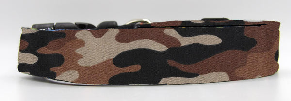 Desert Camo Dog Collar / Desert Brown Camouflage / Shades of Brown & Tan / Military Dog Collar / Matching Dog Bow tie